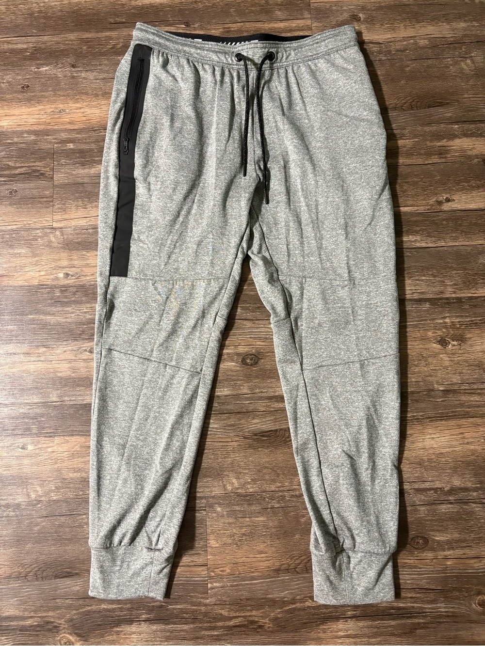American Eagle Outfitters Light Gray Heather Jogger Pants with Black Zip Accent